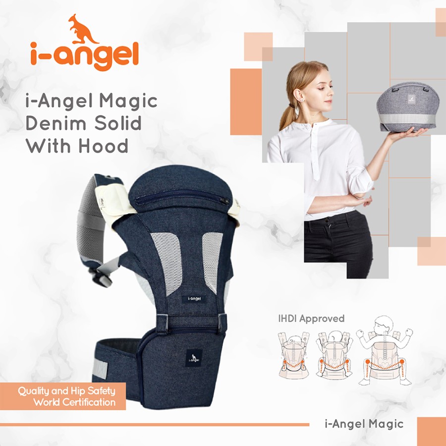 Baby Carrier I Angel New Magic - Slod Denim With Hood